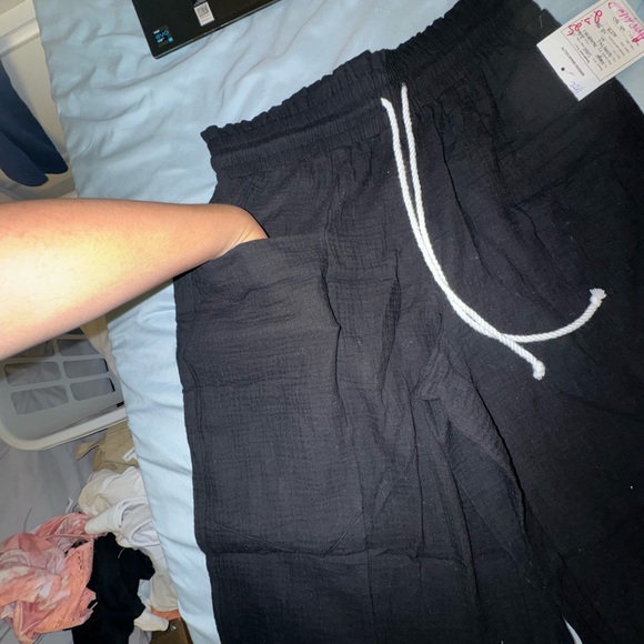 Black Jogger Pants with Drawstring - Picture 3 of 6